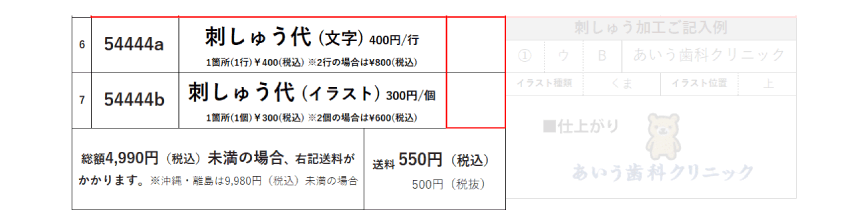 刺しゅう行数