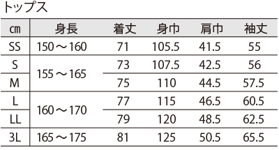 トップスサイズ