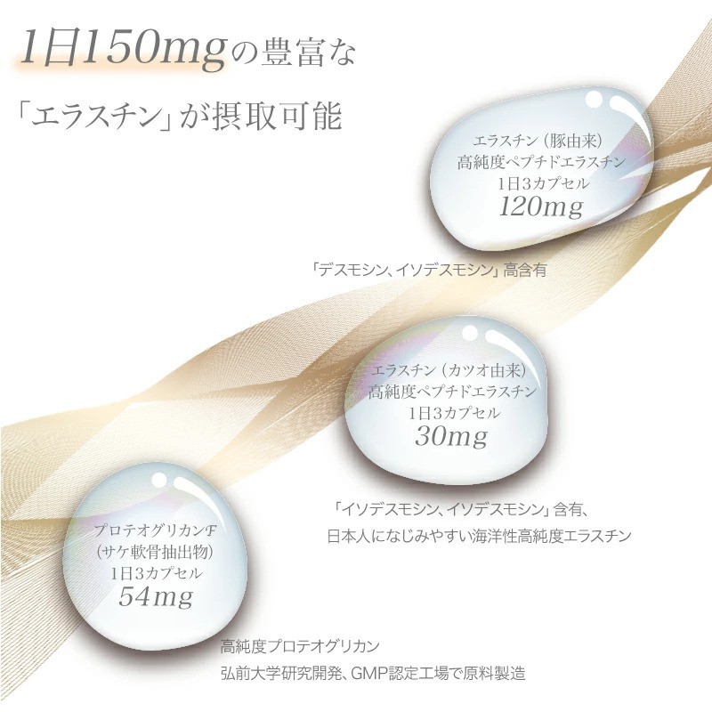 1日150mgの豊富な「エラスチン」が接種可能