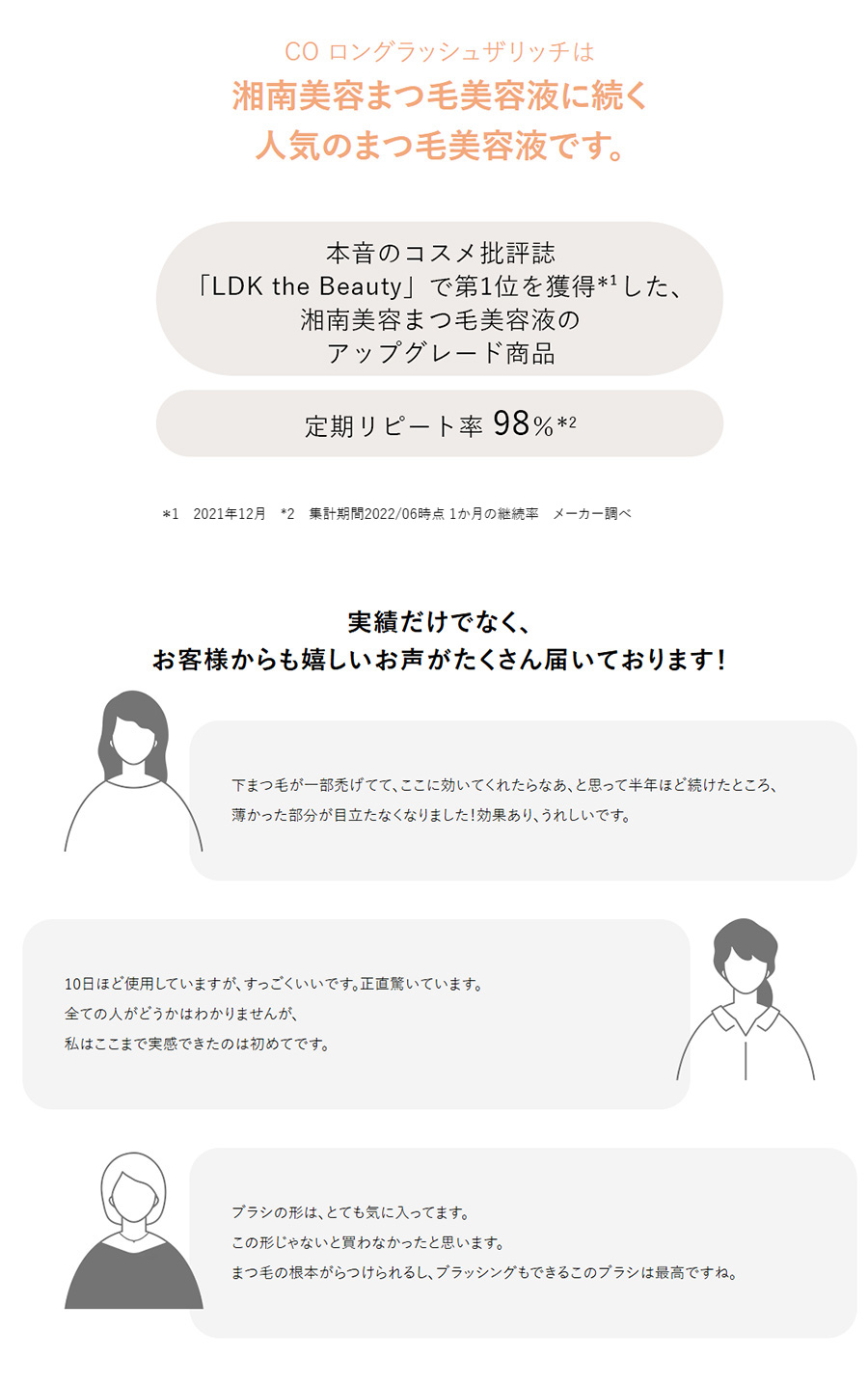 CO ロングラッシュザリッチは湘南美容まつ毛美容液に続く人気のまつ毛美容液です。