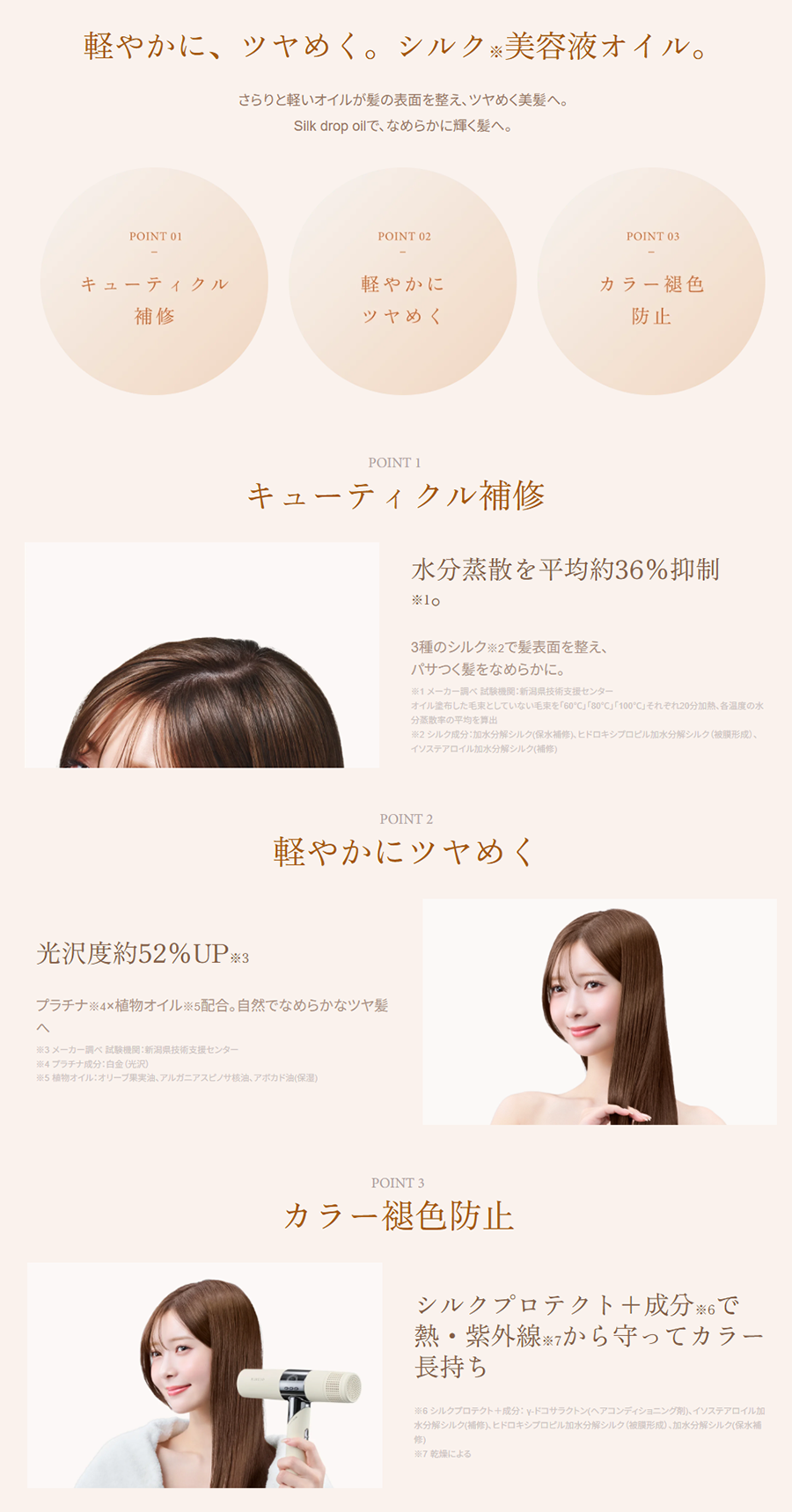 軽やかに、ツヤめく。シルク美容液オイル。